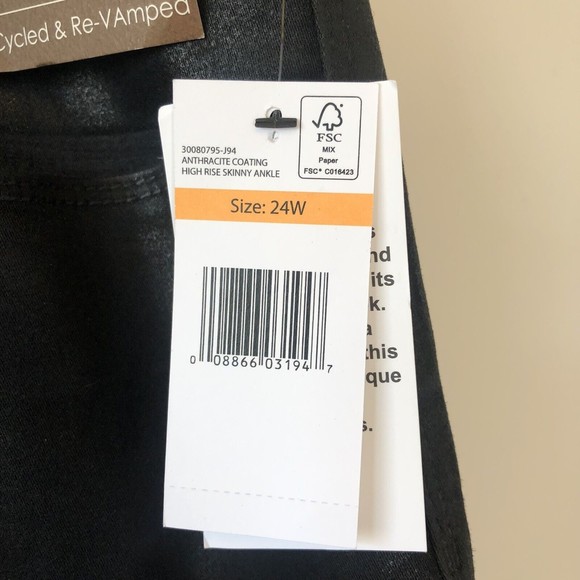 Vintage America High Rise Skinny Ankle Coated Jeans Black Women's Size 24W NWT’s - Picture 9 of 16